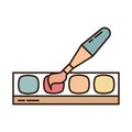 School education watercolor paint brush palette supply line and fill style icon Royalty Free Stock Photo