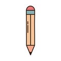 School education wooden pencil supply line and fill style icon