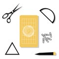 School and education workplace items. Vector flat illustration of school supplies. Isolated school, education workspace accessorie Royalty Free Stock Photo