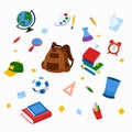 School and education workplace items. Vector and illustration of school supplies. Isolated school, education workspace accessories Royalty Free Stock Photo