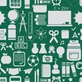 School and educational icons, background, and seamless pattern