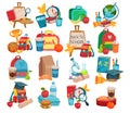 School Educational Items with Backpack and Lunch with Different Snacks Big Vector Set