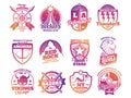 School emblems, college athletic teams sports labels