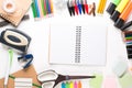 School equipment with notebook Royalty Free Stock Photo