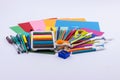 School equipment set on white background. Royalty Free Stock Photo