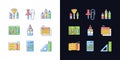 School essential equipment light and dark theme RGB color icons set Royalty Free Stock Photo