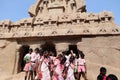 School excursion at Pancha Rathas at Mahabalipuram in Tamil Nadu, India