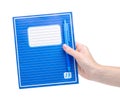 School exercise book notebook with pen in hand education Royalty Free Stock Photo