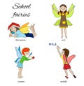 School fairies cartoon vector illustration