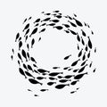 School of fish. A group of silhouette fish swim in a circle. Marine life. Vector illustration. Tattoo. Logo fishes. Royalty Free Stock Photo