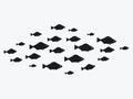 School of fish. A group of silhouette fish swim in a circle. Marine life. Vector illustration. Tattoo. Logo fishes. Royalty Free Stock Photo