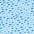 School of Fish Sea Seamless Pattern Background. Vector Royalty Free Stock Photo