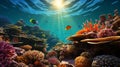 A school of Fish swimming in a vibrant coral reef Royalty Free Stock Photo