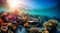 A school of Fish swimming in a vibrant coral reef Royalty Free Stock Photo