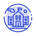 School, Flag, Education Blue Dotted Line Line Icon