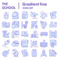 School flat icon set. Education collection, vector sketches, logo illustrations, web symbols, gradient style pictograms Royalty Free Stock Photo