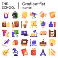 School flat icon set. Education collection, vector sketches, logo illustrations, web symbols, gradient style pictograms Royalty Free Stock Photo