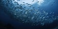 A school of flying fish leaping out of the water to escape predators, concept of Migration behavior, created with Royalty Free Stock Photo