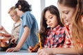 School friends studying biology together Royalty Free Stock Photo