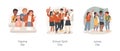 School fun days isolated cartoon vector illustration set. Royalty Free Stock Photo