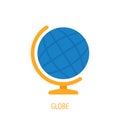 School geography globe. Vector flat icon.