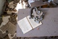 School in Ghost City of Pripyat, Chernobyl exclusion zone. Nuclear catastrophe