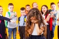 School girl being bullied by classmates. School bullying concept Royalty Free Stock Photo