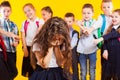 School girl being bullied by classmates. School bullying concept Royalty Free Stock Photo