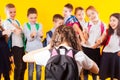 School girl being bullied by classmates. School bullying concept Royalty Free Stock Photo