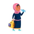 School Girl Drinking Water From Bottle Vector