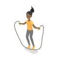 School girl jumping with the skipping rope Royalty Free Stock Photo