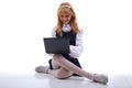 School Girl with laptop Royalty Free Stock Photo