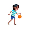 School Girl Playing Basketball Sport Game Vector Royalty Free Stock Photo