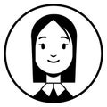 School girl round avatar. Female profile picture