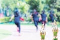 School girl are running during running race of school sport day Royalty Free Stock Photo