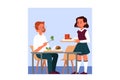 School girl schedule concept. Little children at school. Kid having lunch Royalty Free Stock Photo