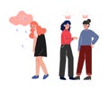 School Girls Bullying Their Depressed Classmate, Teenage Communication Problems Concept Vector Illustration