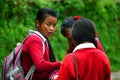 School girls going to school in Himalayas Royalty Free Stock Photo