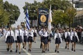 School girls on Greek Independence Day student parade in Limassol, Cyprus