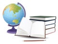 School globe, books and pencil vector