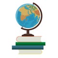 School globe and books on a white background Royalty Free Stock Photo