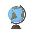 The school globe. Round layout of the planet Earth. A school globe for studying geography with continents and oceans