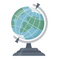 School globe vector flat illustration. Circle ball with global map model Earth planet globalization Royalty Free Stock Photo