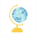 School globe, vector flat illustration on white background Royalty Free Stock Photo