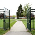 School grounds through a gate Royalty Free Stock Photo