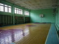 School gym with basketball baskets and horizontal bars. The concept of a healthy lifestyle for students in schools and Royalty Free Stock Photo