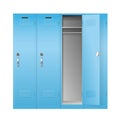 School and gym lockers, realistic metal boxes for personal belongings storage Royalty Free Stock Photo