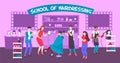 School Of Hairdressing Vector Illustration