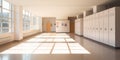 School hallway with lockers