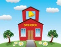 School house and apple trees Royalty Free Stock Photo